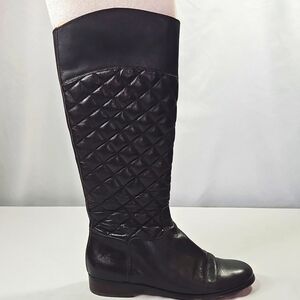 Corso Como Womens Dark Brown Leather Quilted Knee High Boots Size 6.5
